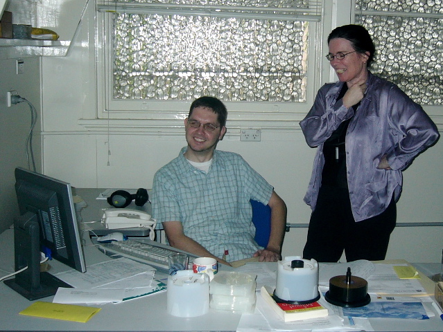 Erik Grostic and Linda Barwick in the PARADISEC lab